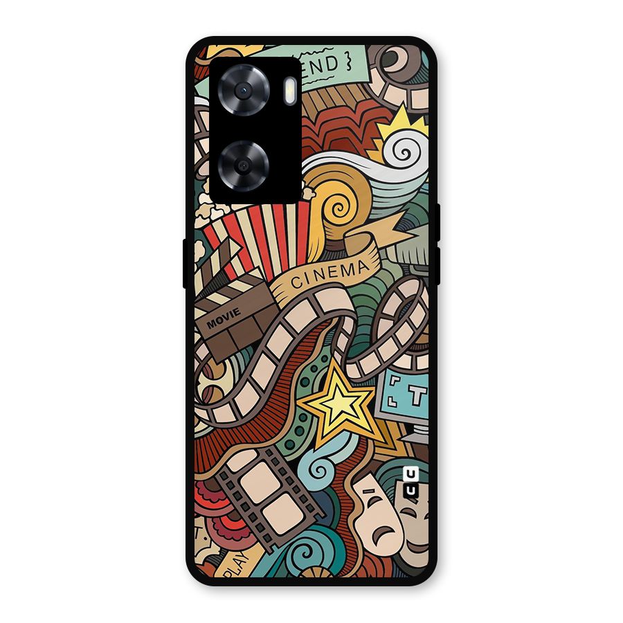 Retro Doodle Art Metal Back Case for Oppo A57 2022