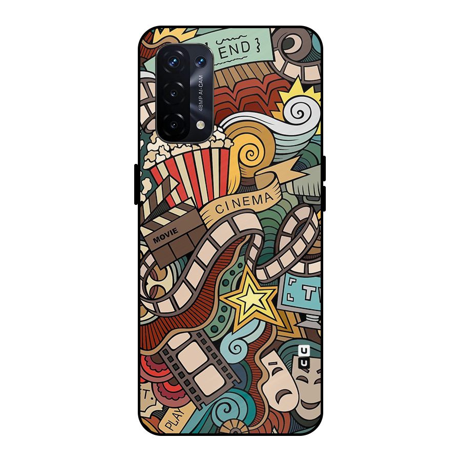 Retro Doodle Art Metal Back Case for Oppo A74 5G