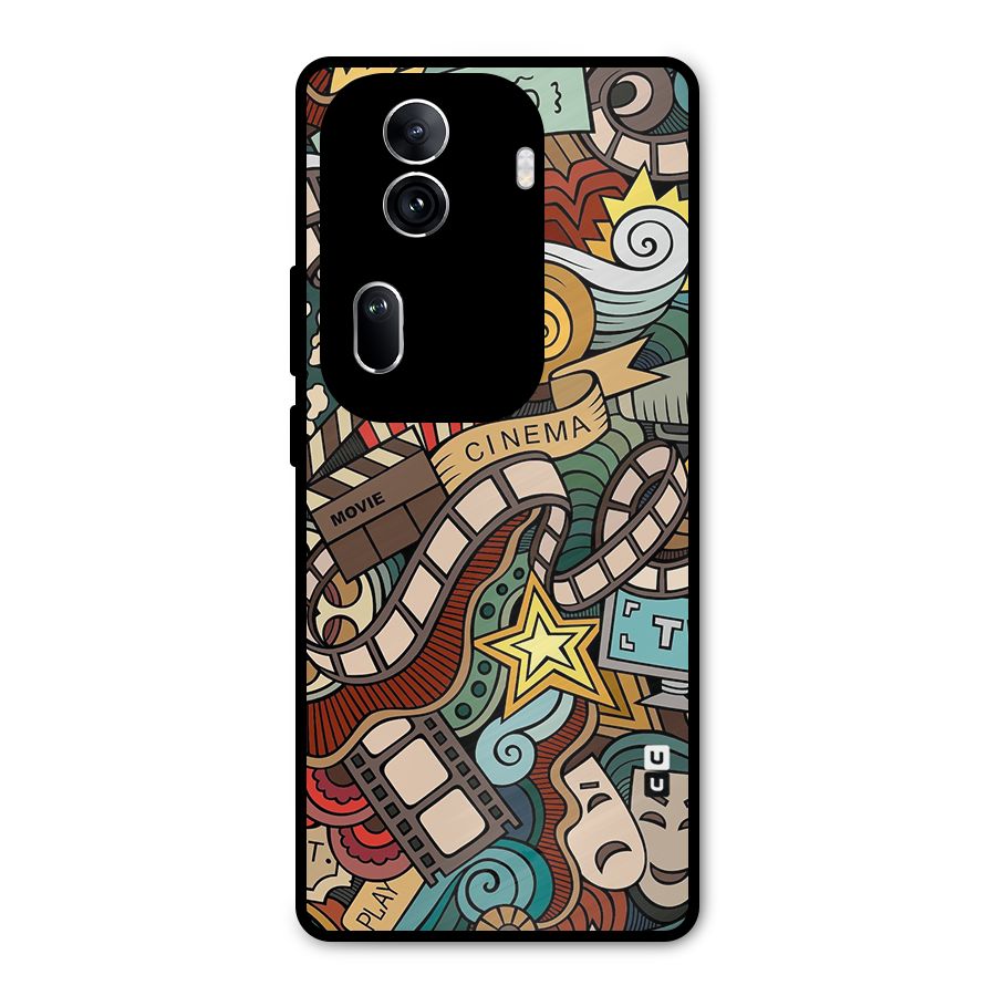 Retro Doodle Art Metal Back Case for Oppo Reno11 Pro 5G