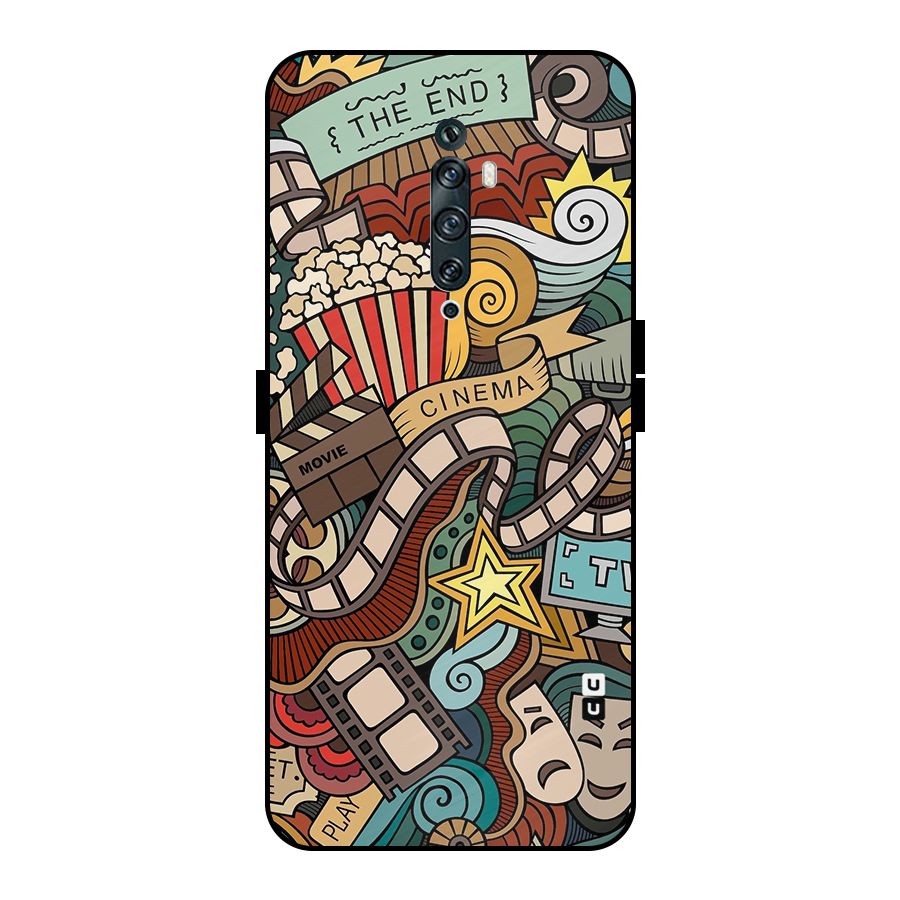 Retro Doodle Art Metal Back Case for Oppo Reno2 Z