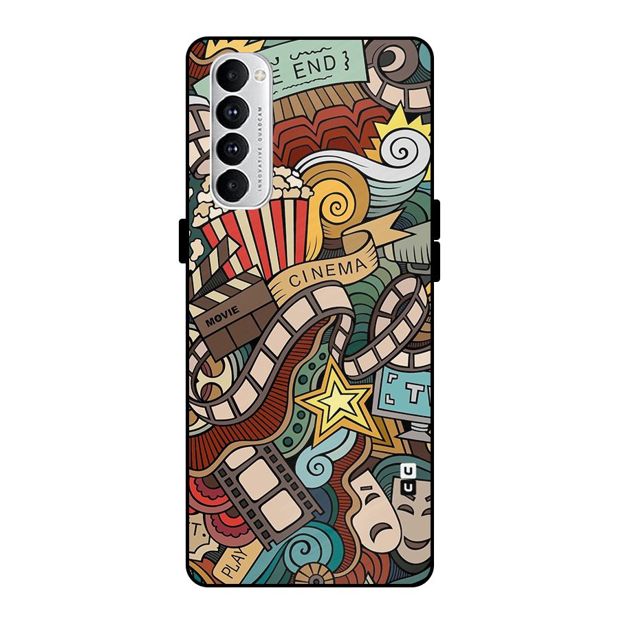 Retro Doodle Art Metal Back Case for Oppo Reno4 Pro