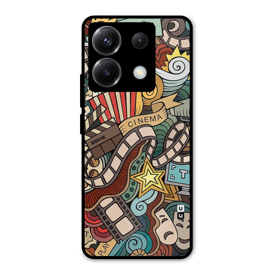 Retro Doodle Art Metal Back Case for Poco X6