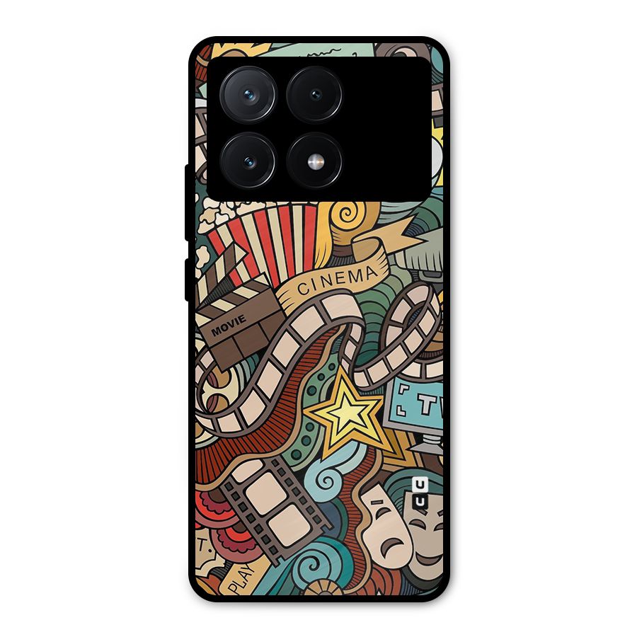 Retro Doodle Art Metal Back Case for Poco X6 Pro