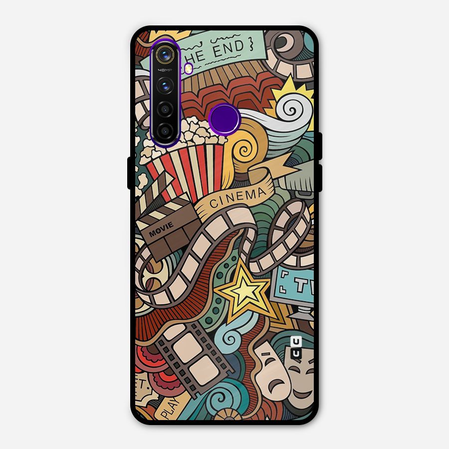 Retro Doodle Art Metal Back Case for Realme 5 Pro