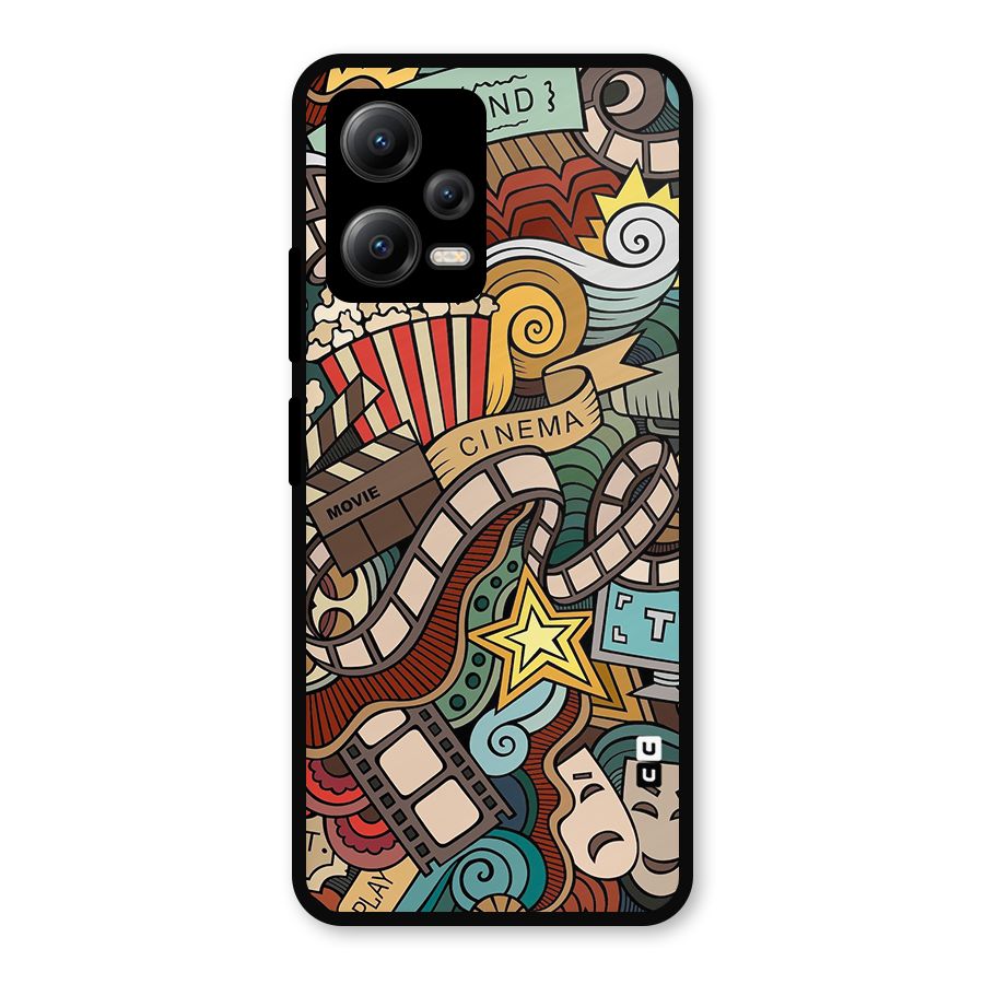 Retro Doodle Art Metal Back Case for Redmi Note 12 5G