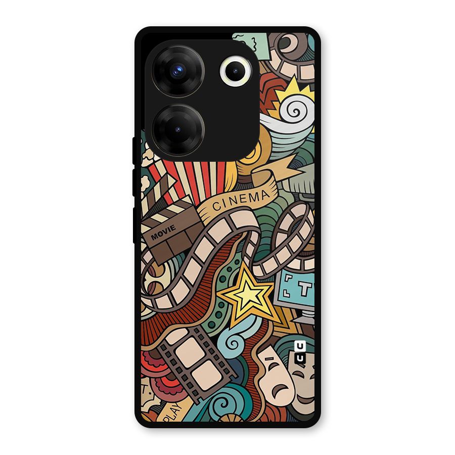 Retro Doodle Art Metal Back Case for Tecno Camon 20