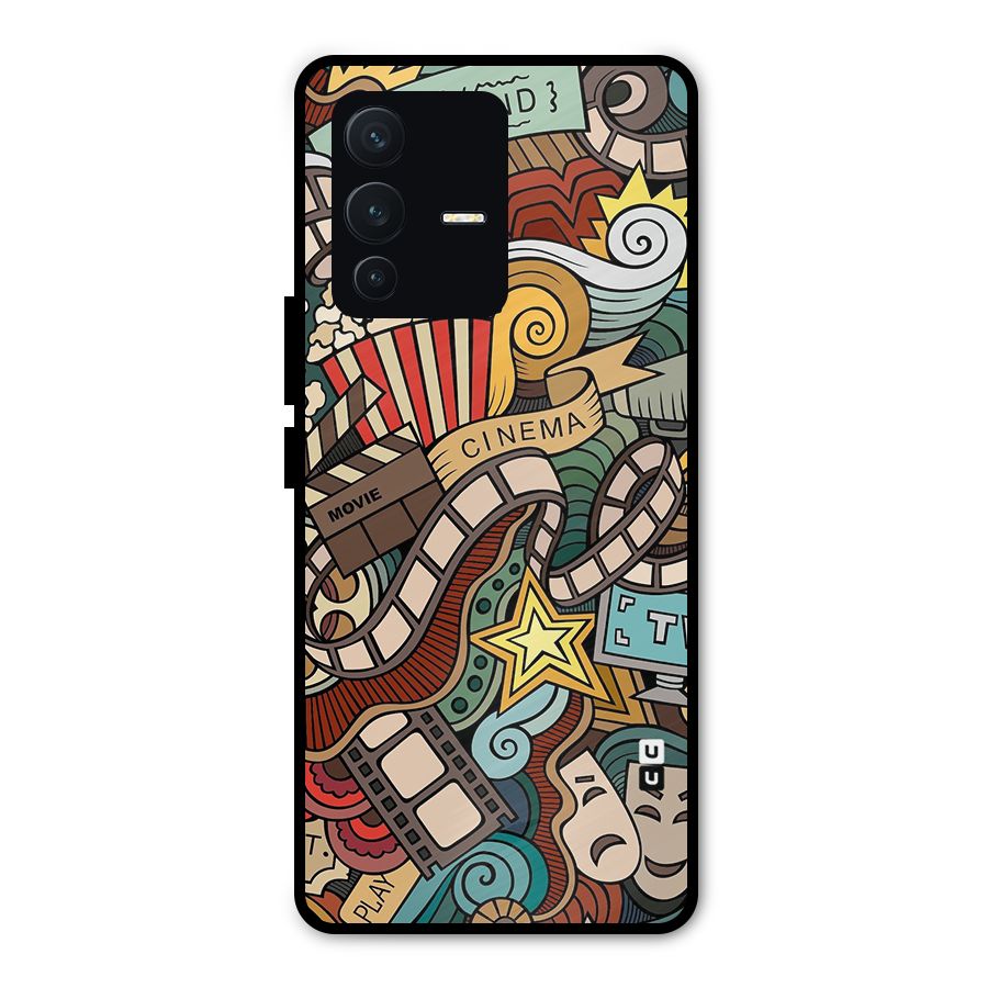 Retro Doodle Art Metal Back Case for Vivo V23 Pro