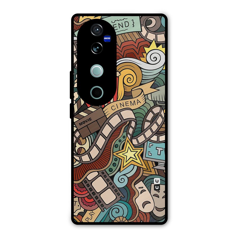 Retro Doodle Art Metal Back Case for Vivo V40