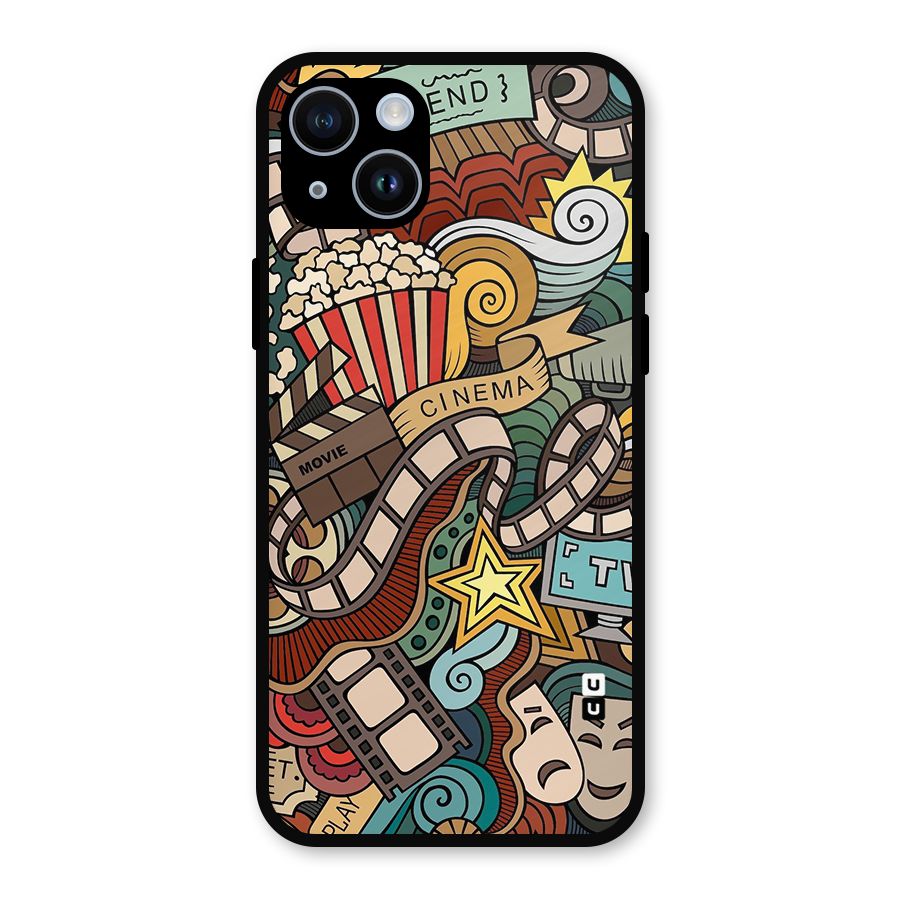 Retro Doodle Art Metal Back Case for iPhone 14