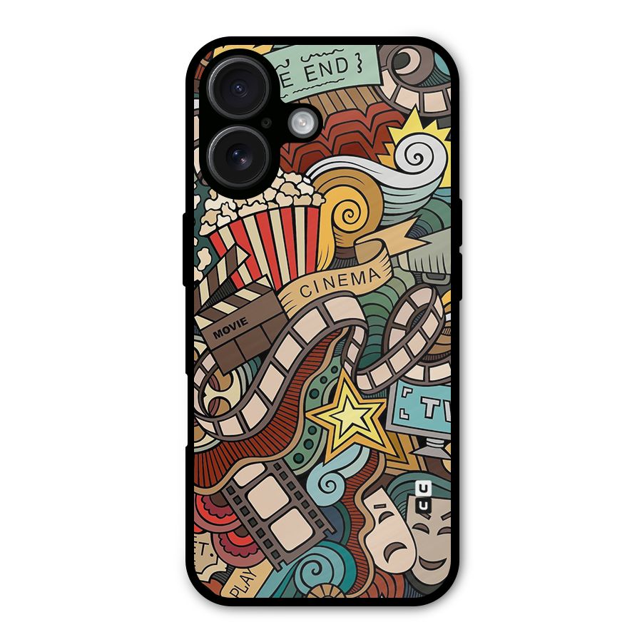 Retro Doodle Art Metal Back Case for iPhone 16