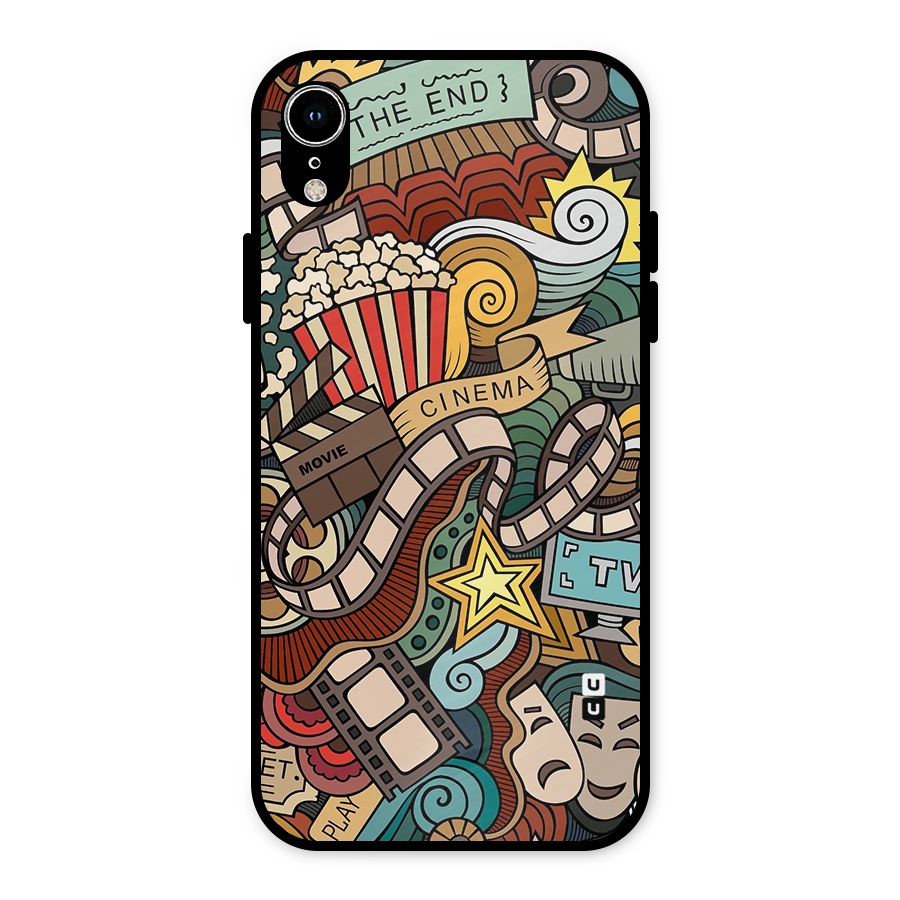 Retro Doodle Art Metal Back Case for iPhone XR