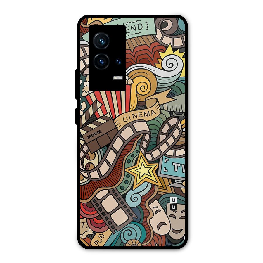 Retro Doodle Art Metal Back Case for iQOO 9 5G