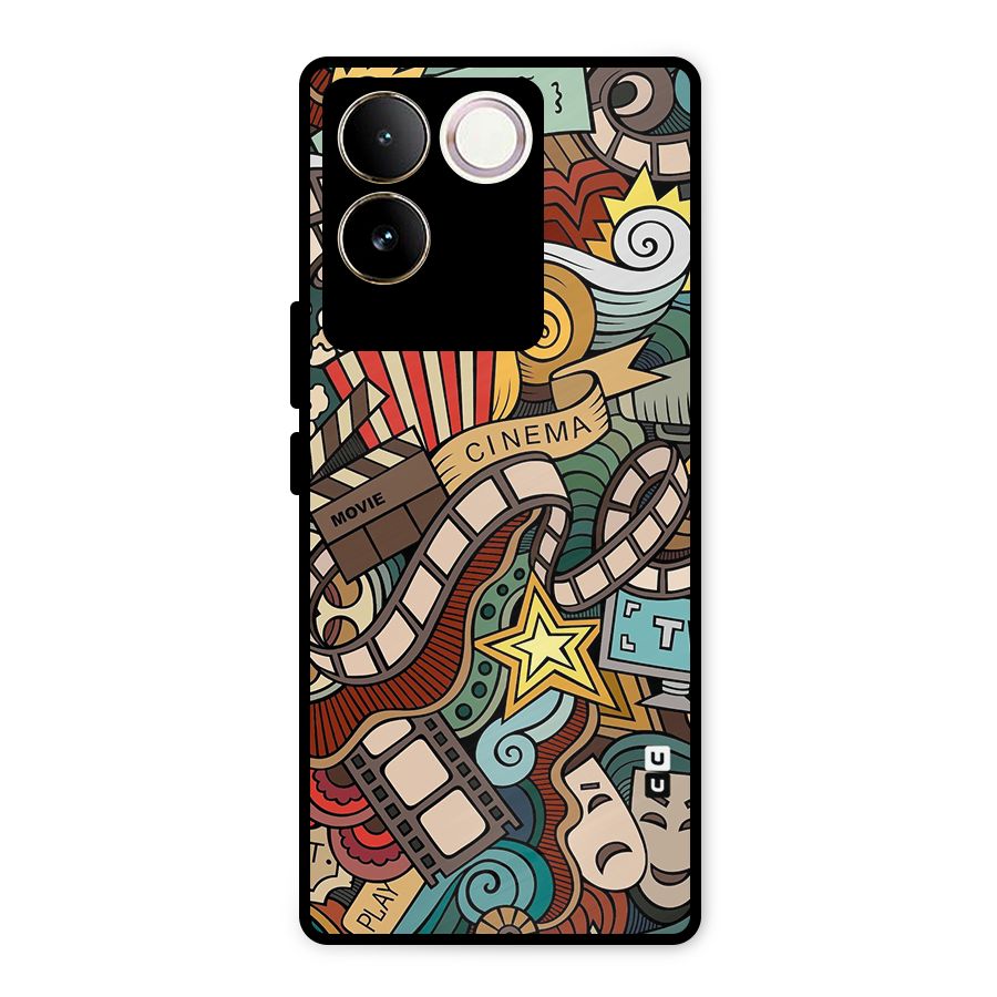 Retro Doodle Art Metal Back Case for iQOO Z7 Pro