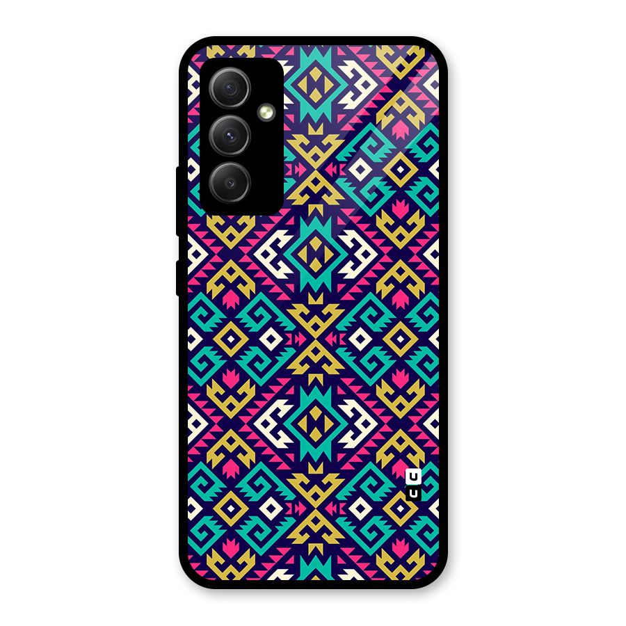 Retro Geometric Pattern Glass Back Case for Galaxy A34