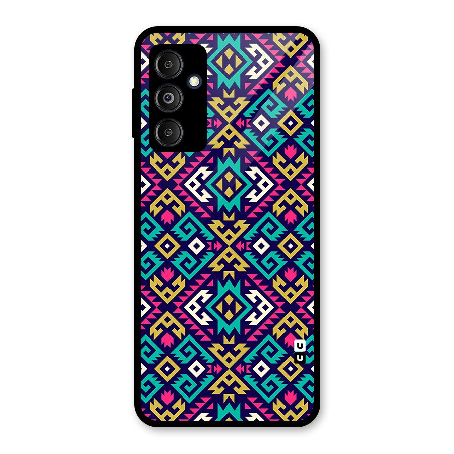 Retro Geometric Pattern Glass Back Case for Galaxy M14 5G