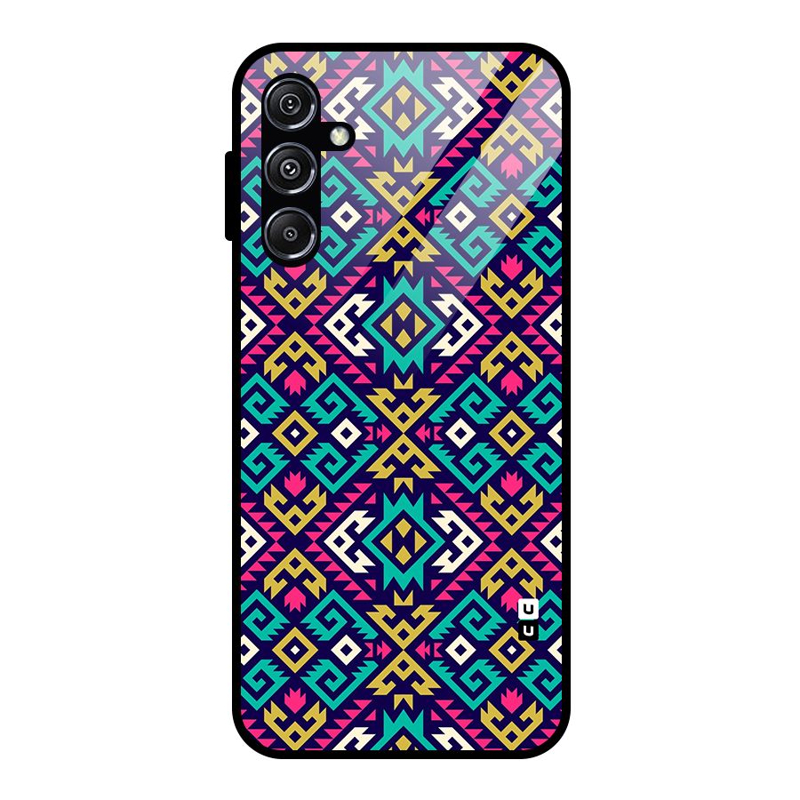 Retro Geometric Pattern Glass Back Case for Galaxy M34 5G