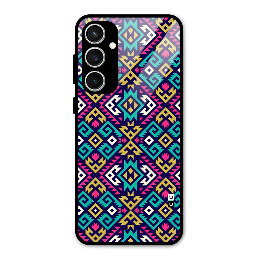 Retro Geometric Pattern Glass Back Case for Galaxy S23 FE
