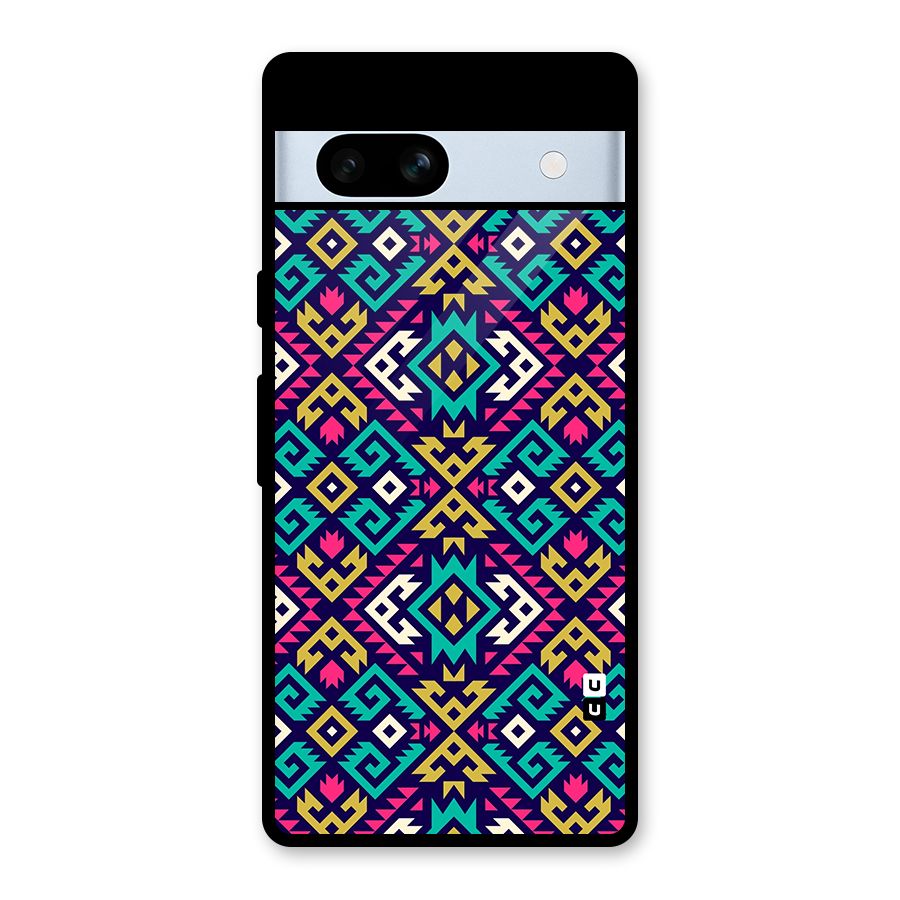 Retro Geometric Pattern Glass Back Case for Google Pixel 7a