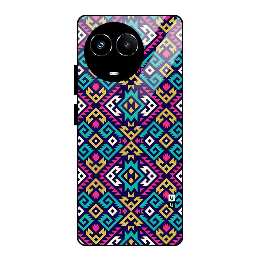 Retro Geometric Pattern Glass Back Case for Realme 11X