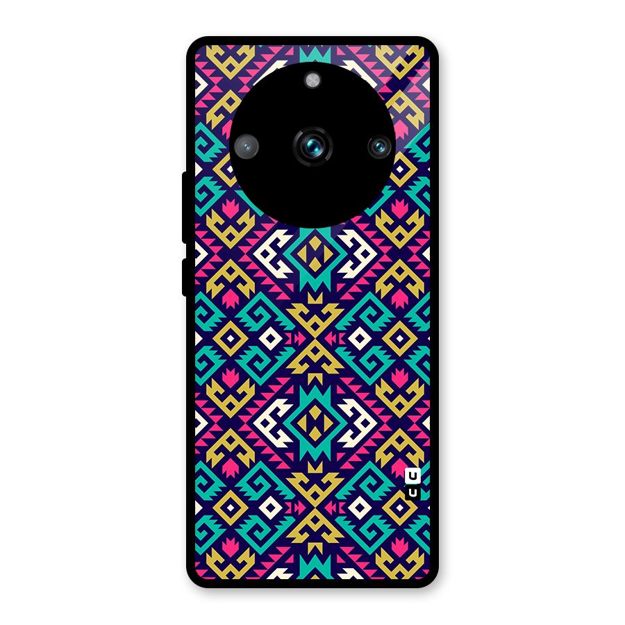 Retro Geometric Pattern Glass Back Case for Realme 11 Pro Plus