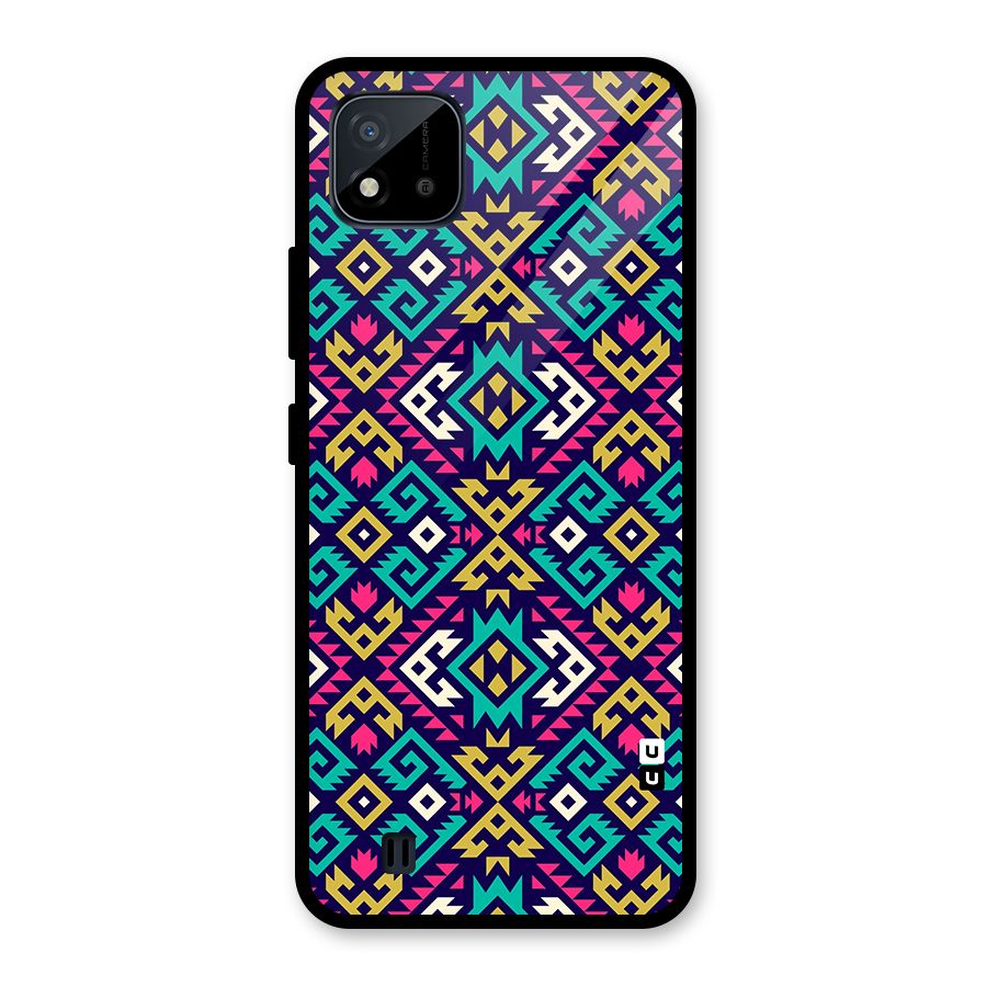 Retro Geometric Pattern Glass Back Case for Realme C11 2021