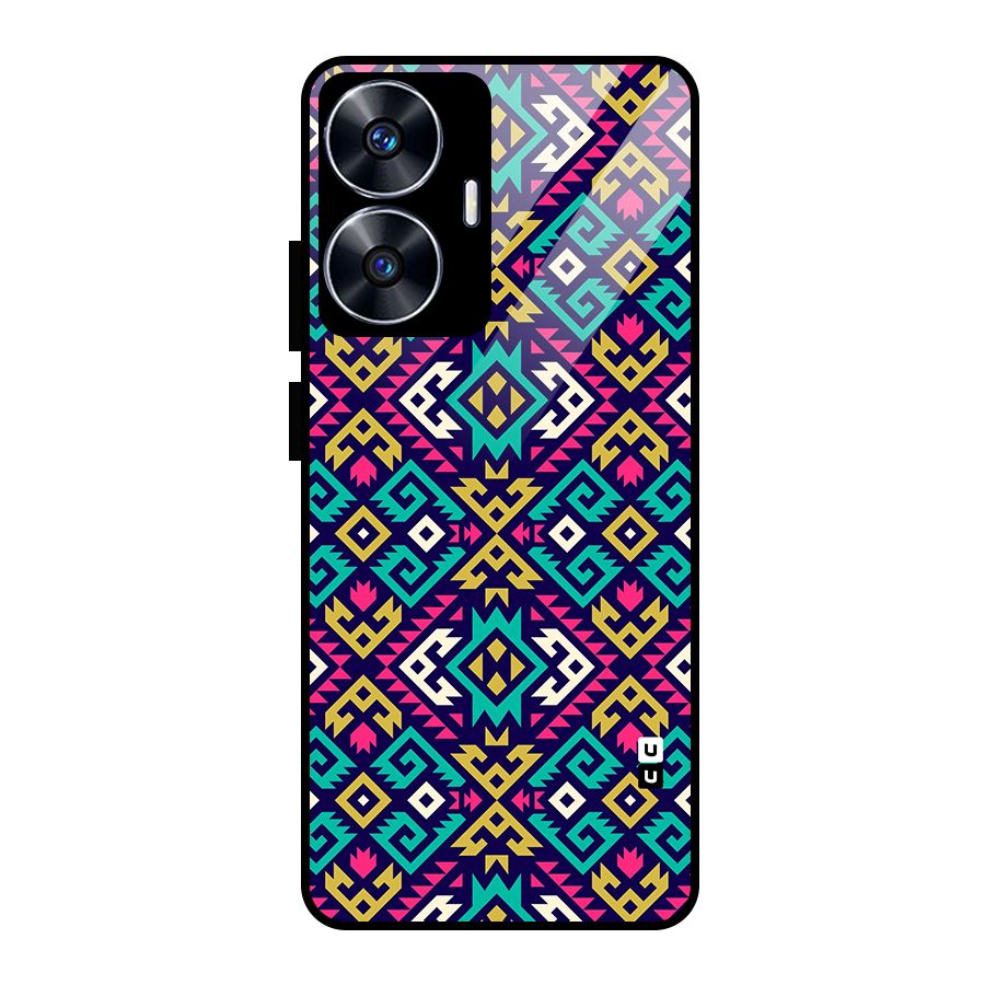 Retro Geometric Pattern Glass Back Case for Realme Narzo N55