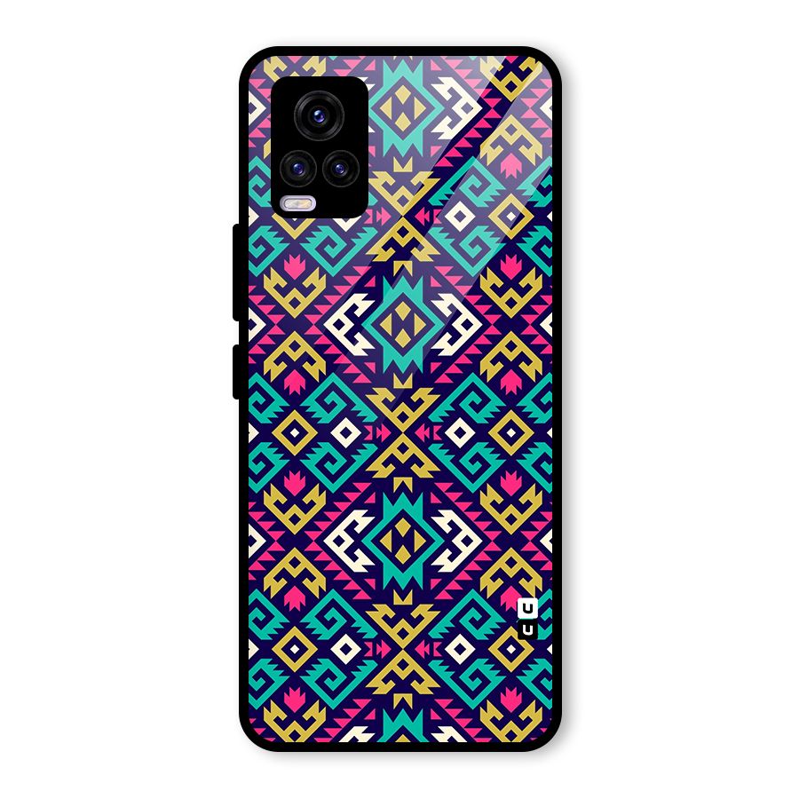 Retro Geometric Pattern Glass Back Case for Vivo V20 2021