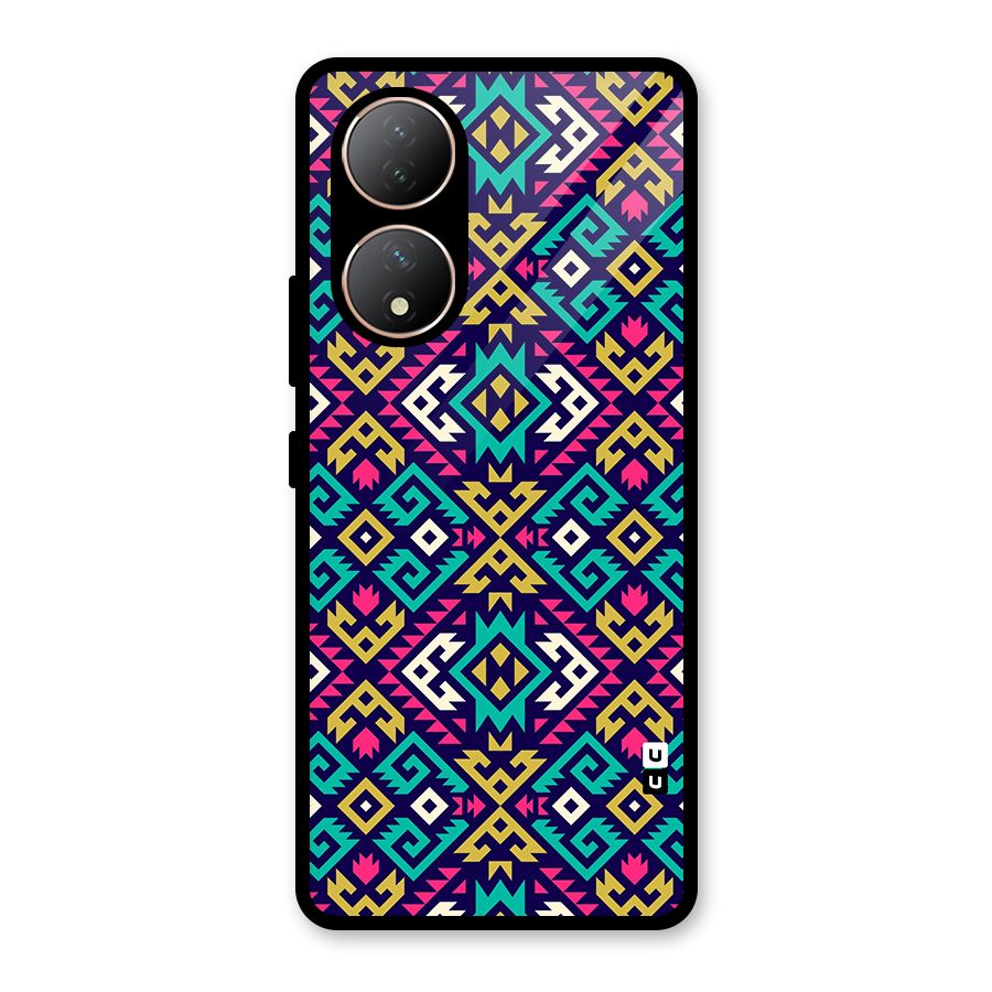 Retro Geometric Pattern Glass Back Case for Vivo Y100A