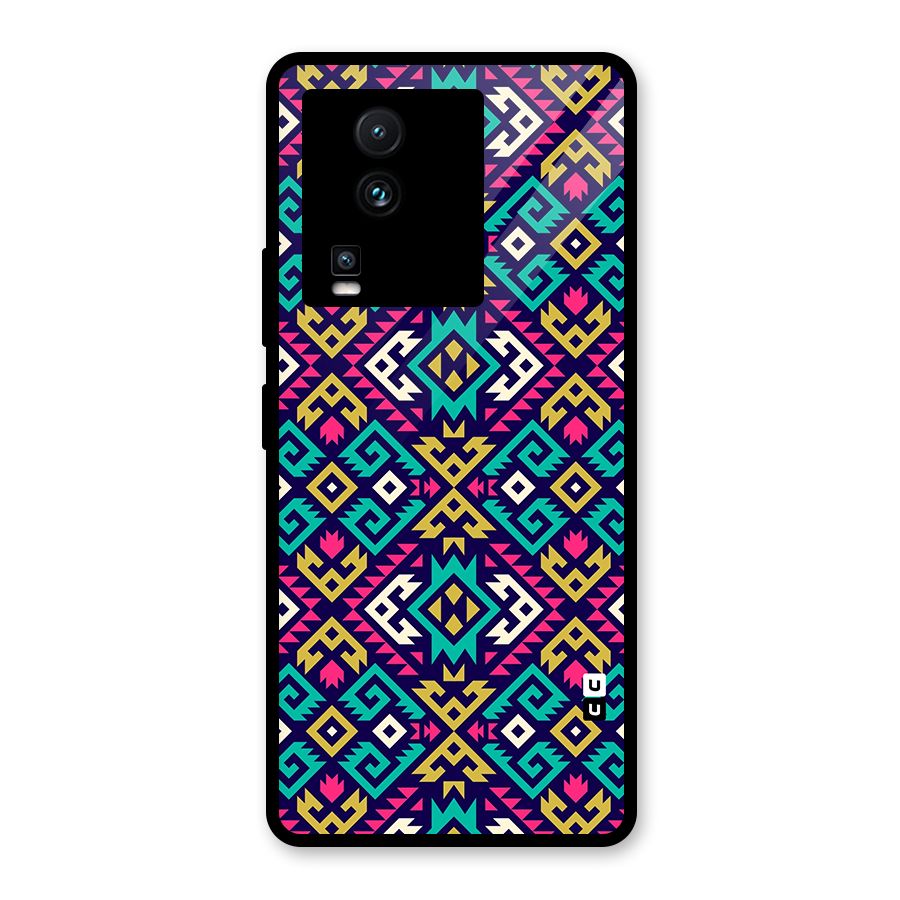 Retro Geometric Pattern Glass Back Case for Vivo iQOO Neo 7 Pro