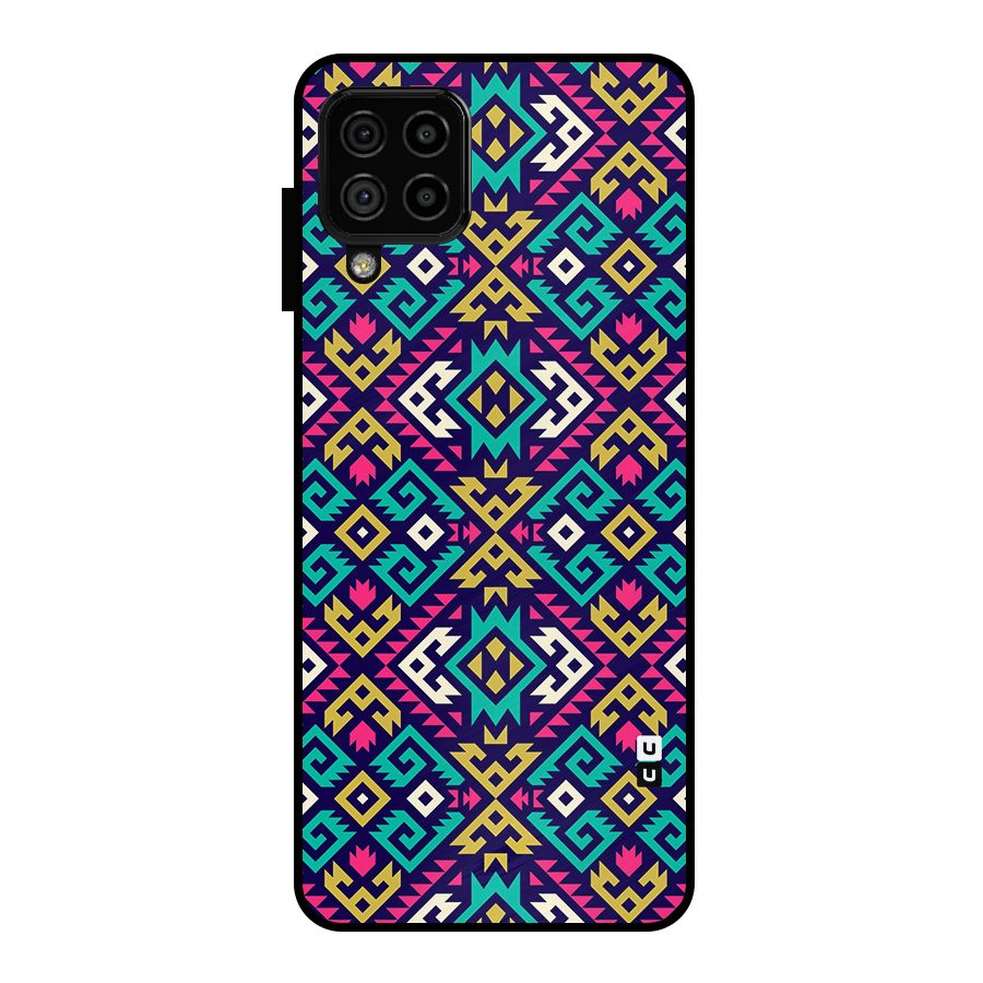 Retro Geometric Pattern Metal Back Case for Galaxy A22 4G