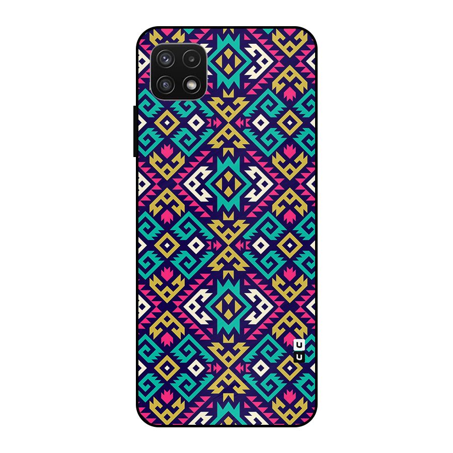 Retro Geometric Pattern Metal Back Case for Galaxy A22 5G
