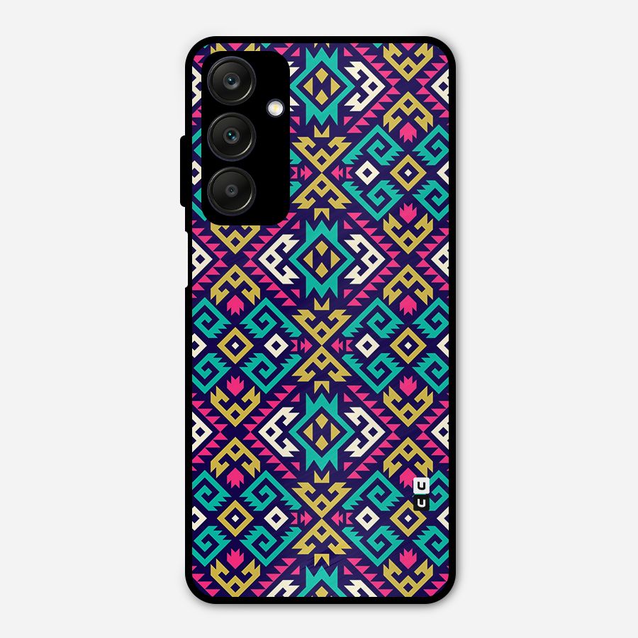 Retro Geometric Pattern Metal Back Case for Galaxy A25 5G