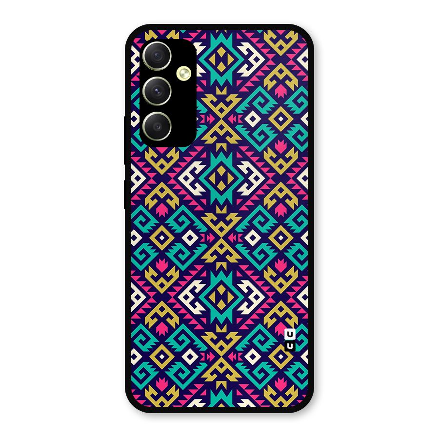 Retro Geometric Pattern Metal Back Case for Galaxy A34