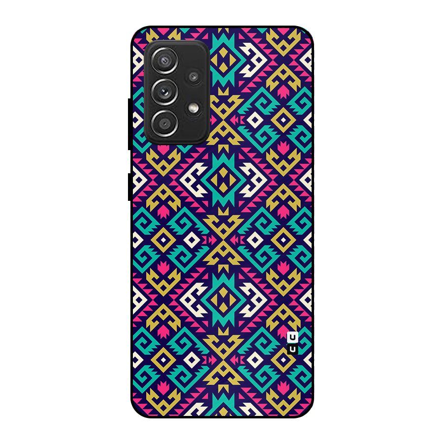 Retro Geometric Pattern Metal Back Case for Galaxy A52s 5G