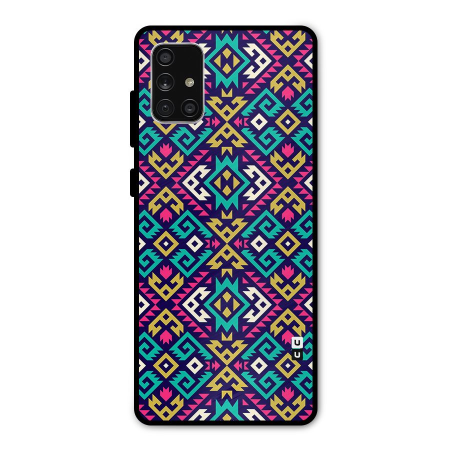 Retro Geometric Pattern Metal Back Case for Galaxy A71
