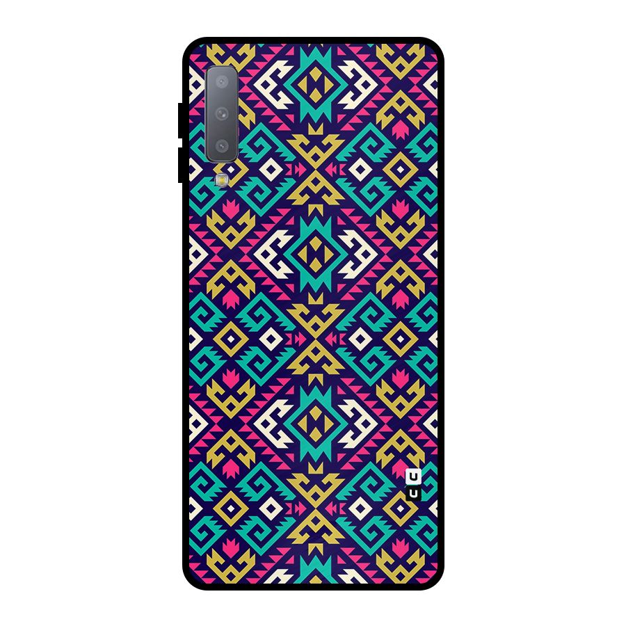 Retro Geometric Pattern Metal Back Case for Galaxy A7 (2018)