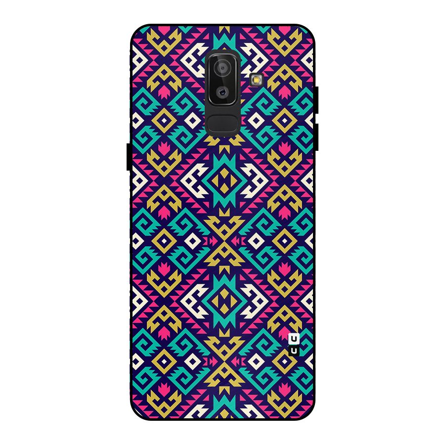 Retro Geometric Pattern Metal Back Case for Galaxy J8