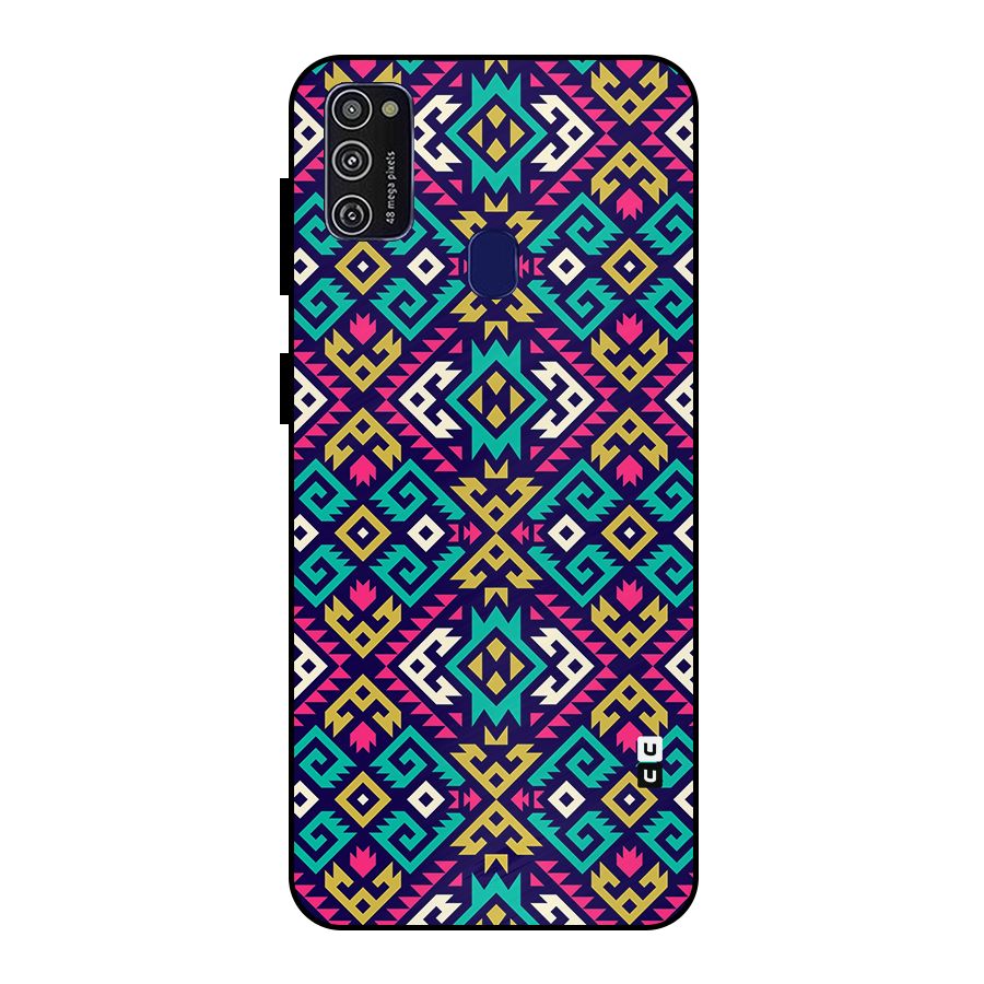 Retro Geometric Pattern Metal Back Case for Galaxy M21