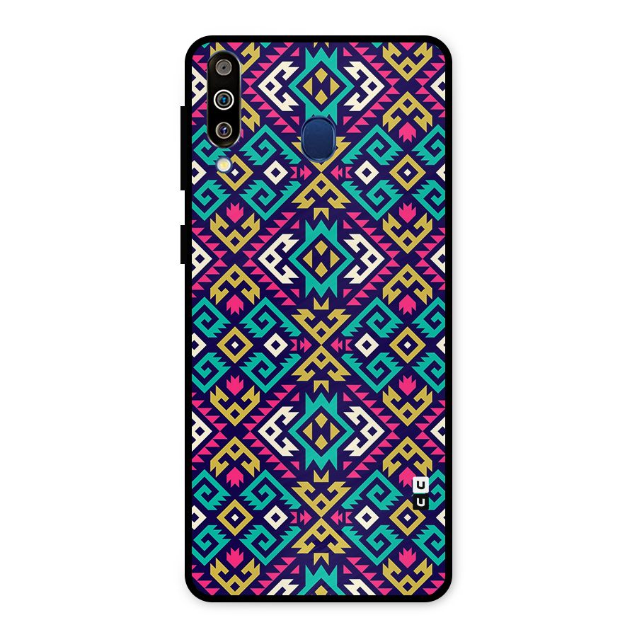 Retro Geometric Pattern Metal Back Case for Galaxy M30