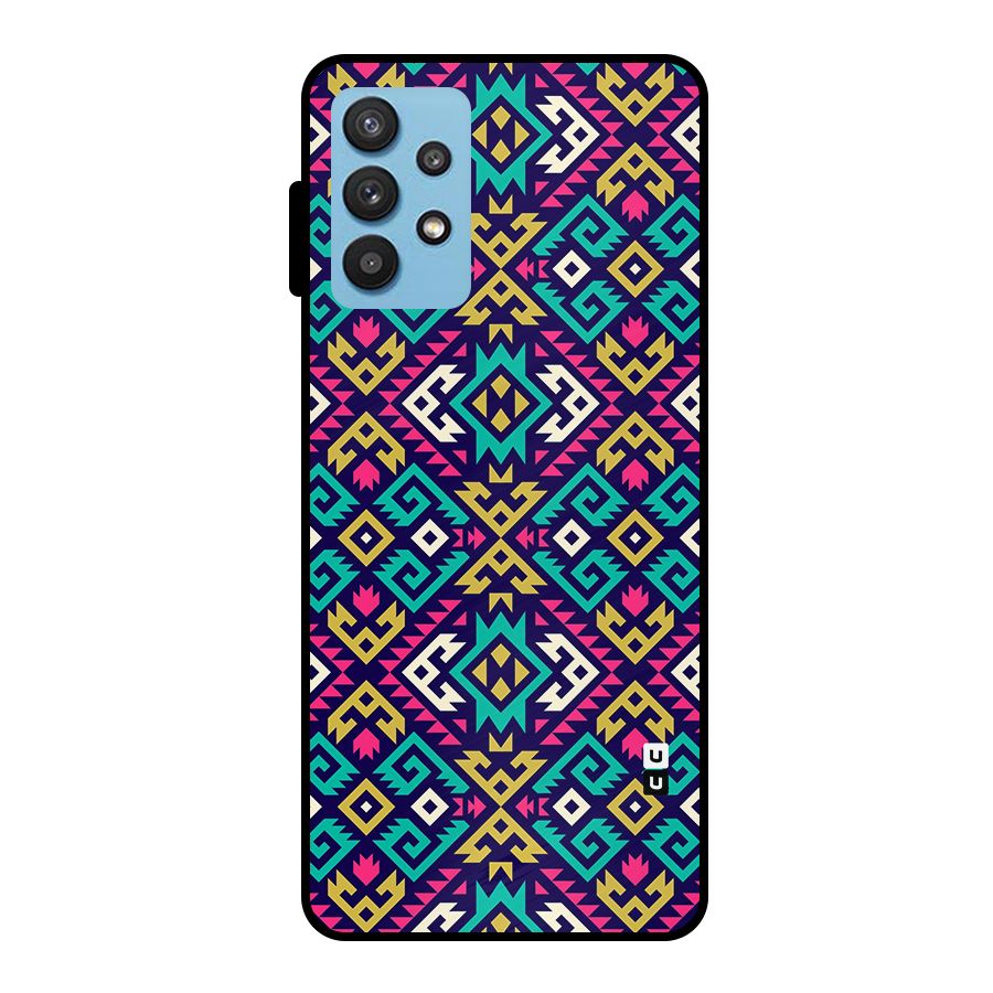 Retro Geometric Pattern Metal Back Case for Galaxy M32 5G