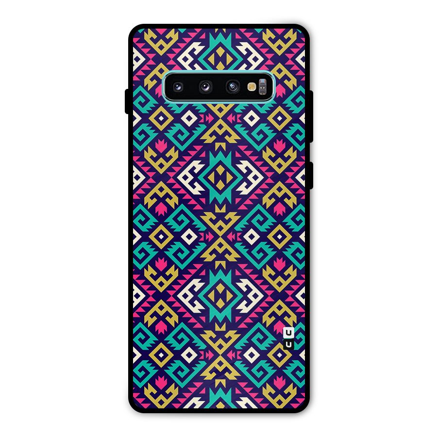 Retro Geometric Pattern Metal Back Case for Galaxy S10 Plus