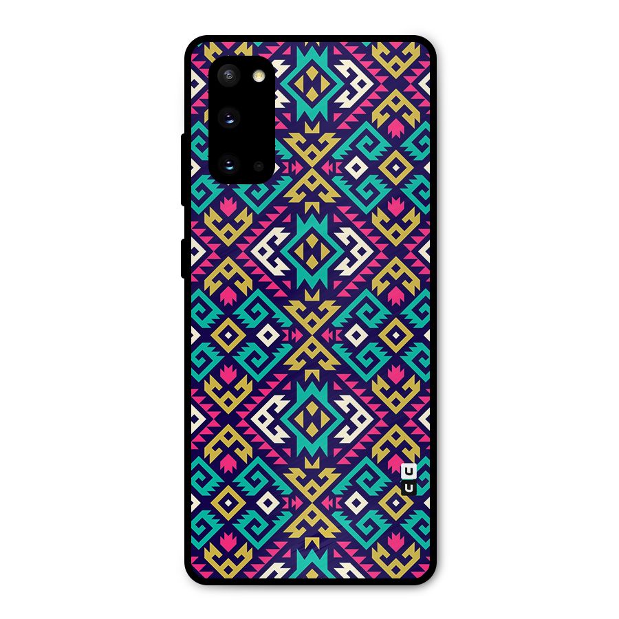 Retro Geometric Pattern Metal Back Case for Galaxy S20
