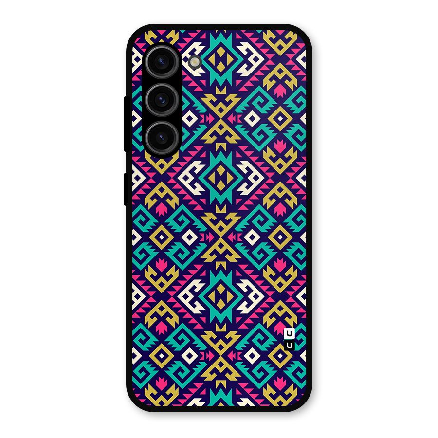 Retro Geometric Pattern Metal Back Case for Galaxy S23