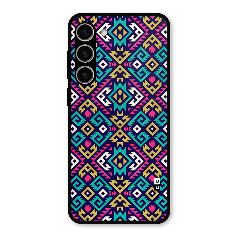 Retro Geometric Pattern Metal Back Case for Galaxy S23 Plus