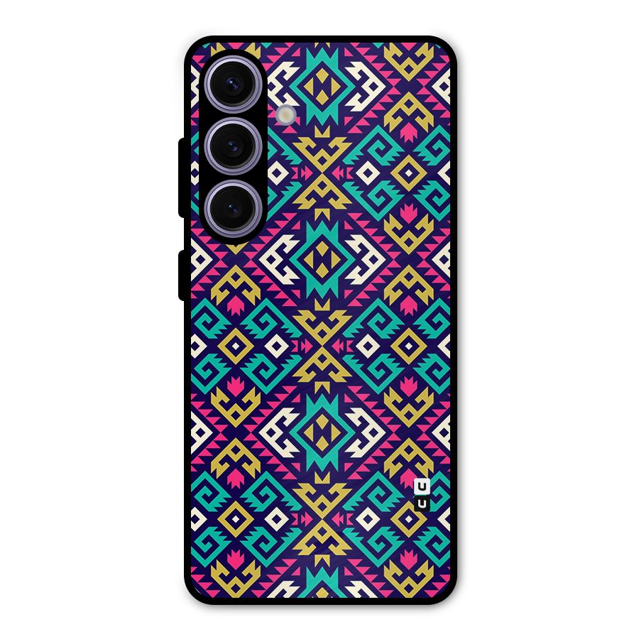 Retro Geometric Pattern Metal Back Case for Galaxy S24
