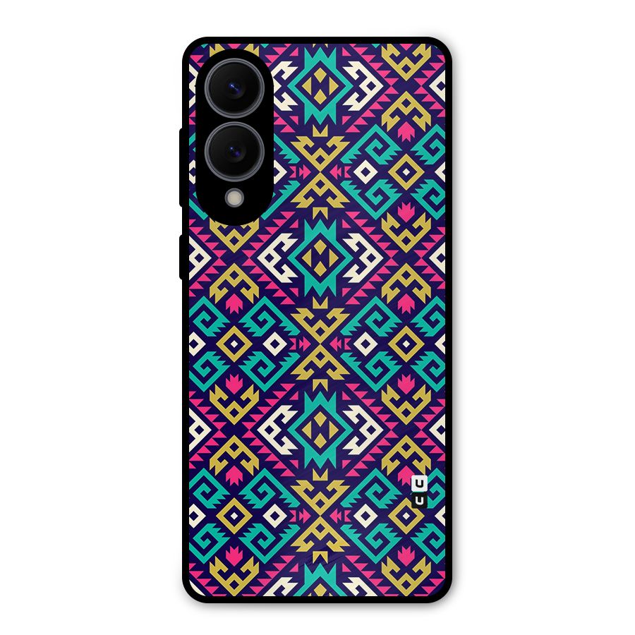 Retro Geometric Pattern Metal Back Case for Galaxy S25 Edge