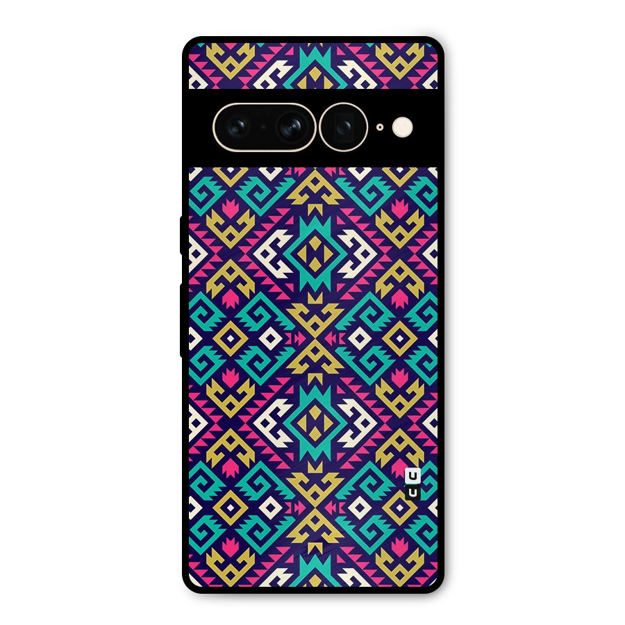 Retro Geometric Pattern Metal Back Case for Google Pixel 7 Pro