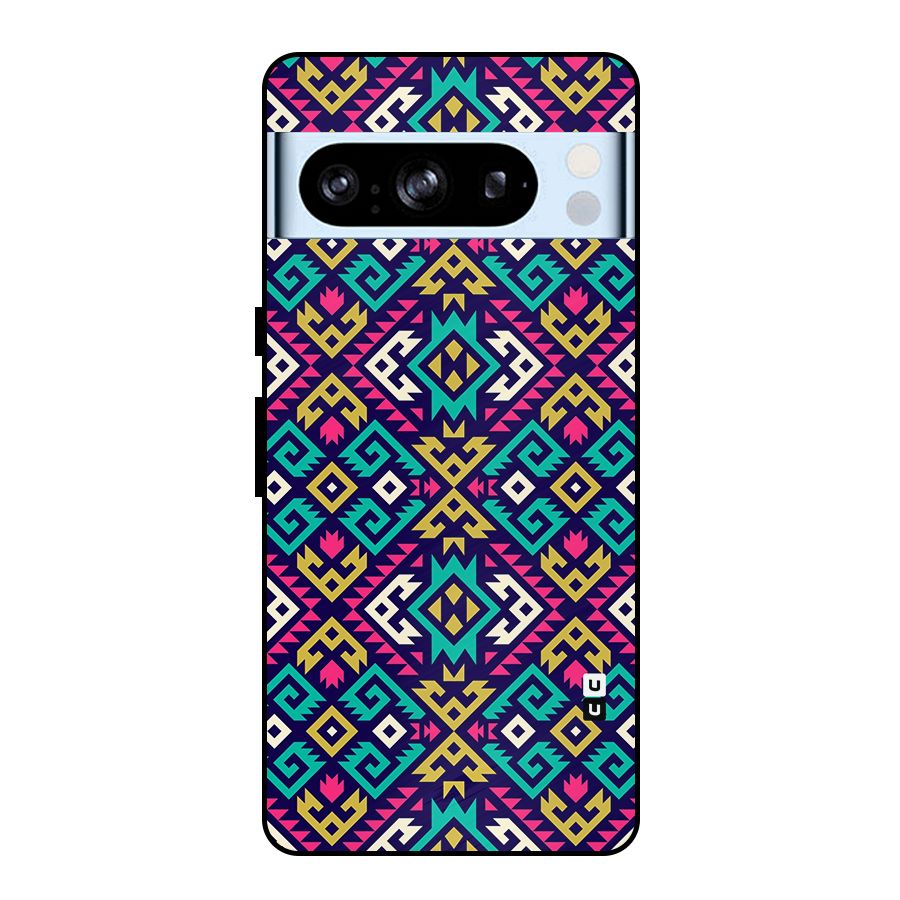 Retro Geometric Pattern Metal Back Case for Google Pixel 8 Pro