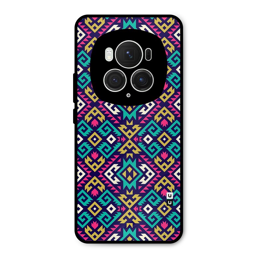 Retro Geometric Pattern Metal Back Case for Honor Magic6 Pro