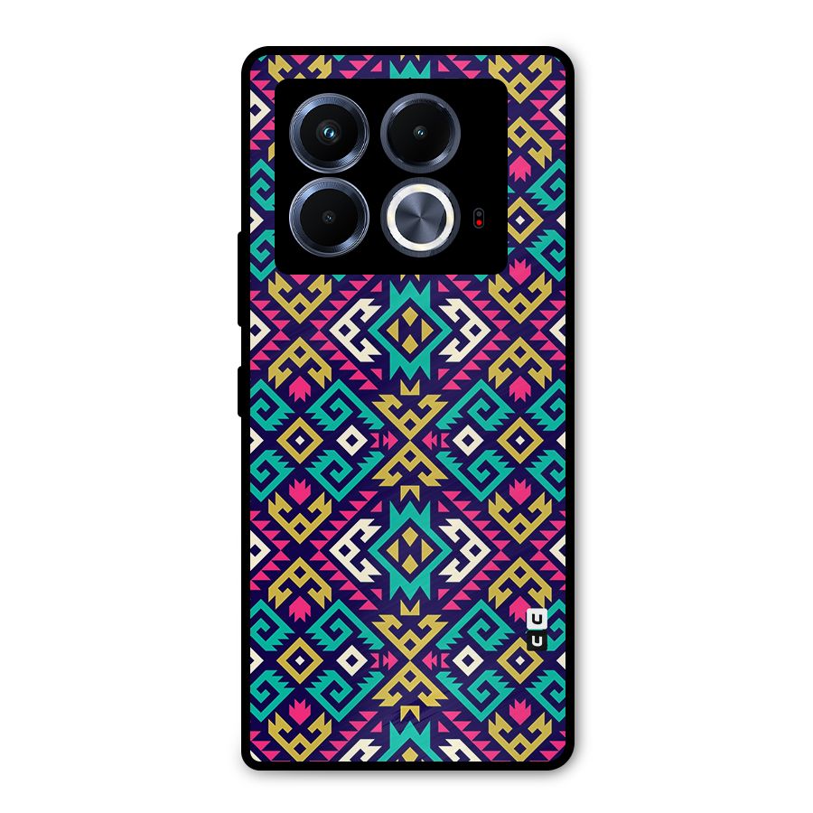 Retro Geometric Pattern Metal Back Case for Infinix Note 40 5G